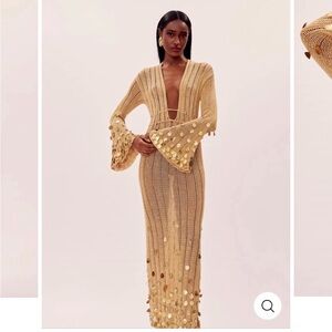 Elegant Gold Knit Maxi Dress
